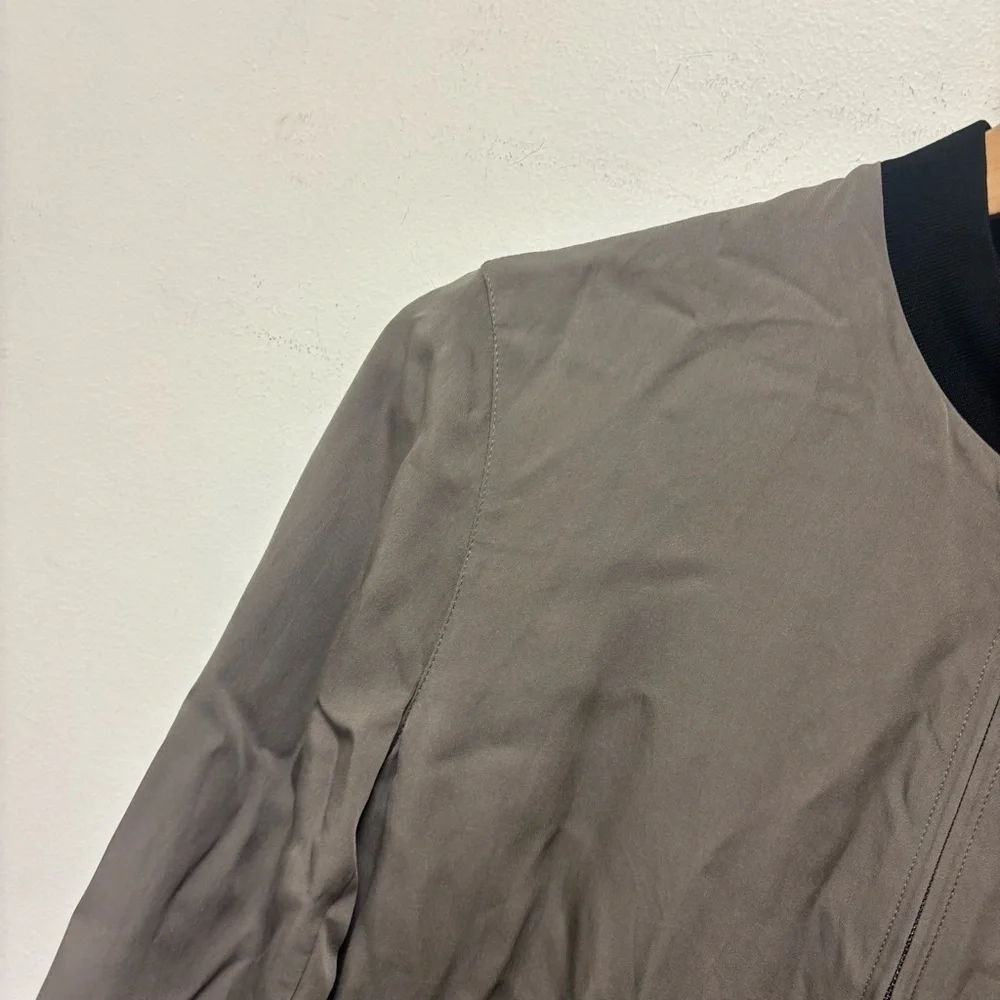 THEORY Baharah Silk Bomber Jacket green black
